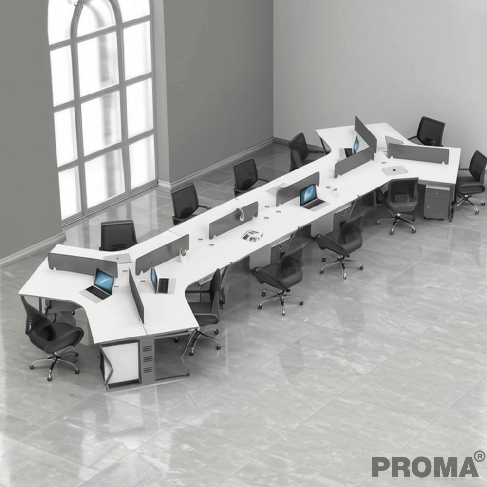 [Pre-order] โต๊ะทำงาน Proma-POD-05 สีขาว/ดำ แบบ 10 ที่นั่ง (มีตู้เอกสาร)_12